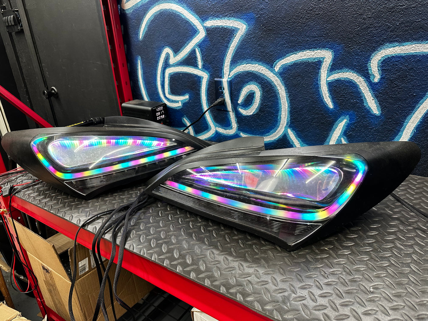 2010–2016 Hyundai Genesis Coupe RGB Infinity Mirror Tail Lights / damaged and poorly built