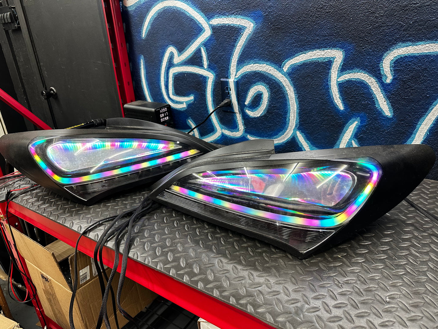 2010–2016 Hyundai Genesis Coupe RGB Infinity Mirror Tail Lights / damaged and poorly built