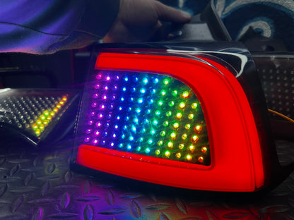 Tesla Model 3 RGB dotted LED tail light – outer light illuminated, close-up