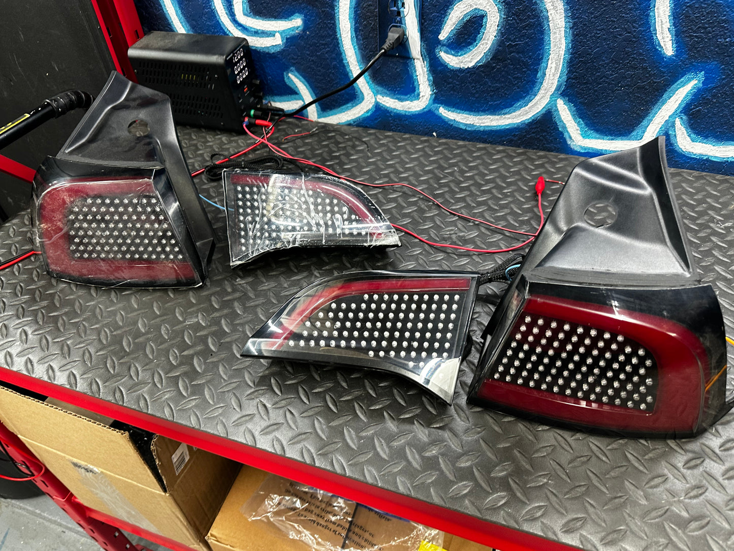 Tesla Model 3 RGB tail lights – full 4-piece set, unlit