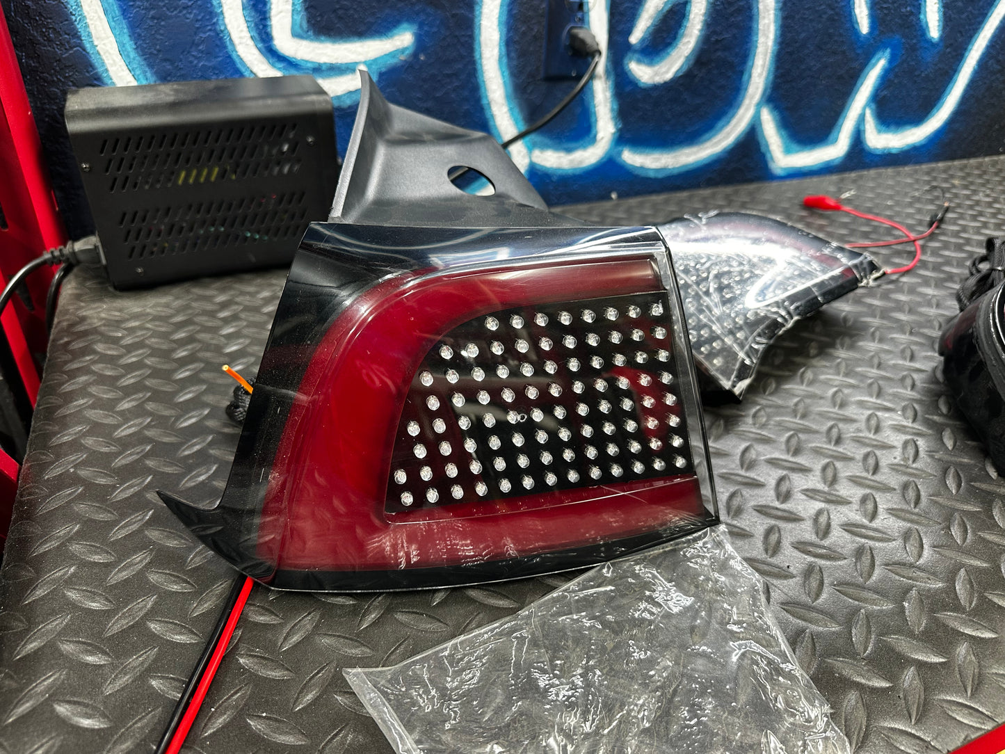 Tesla Model 3 dotted LED tail light – outer light with added wiring lead
