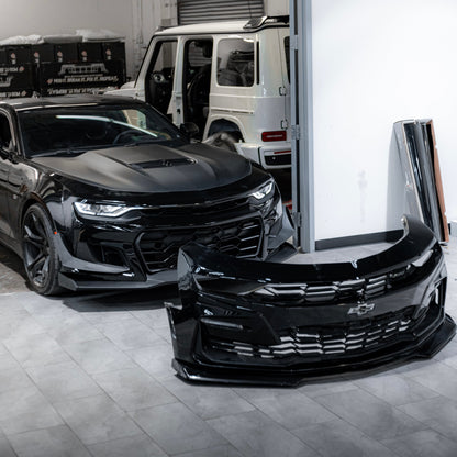 2019-2025 Chevy Camaro ZL1 1LE Track Package Front Bumper Conversion 13pcs Full Kit Flat BLK for RS Headlights