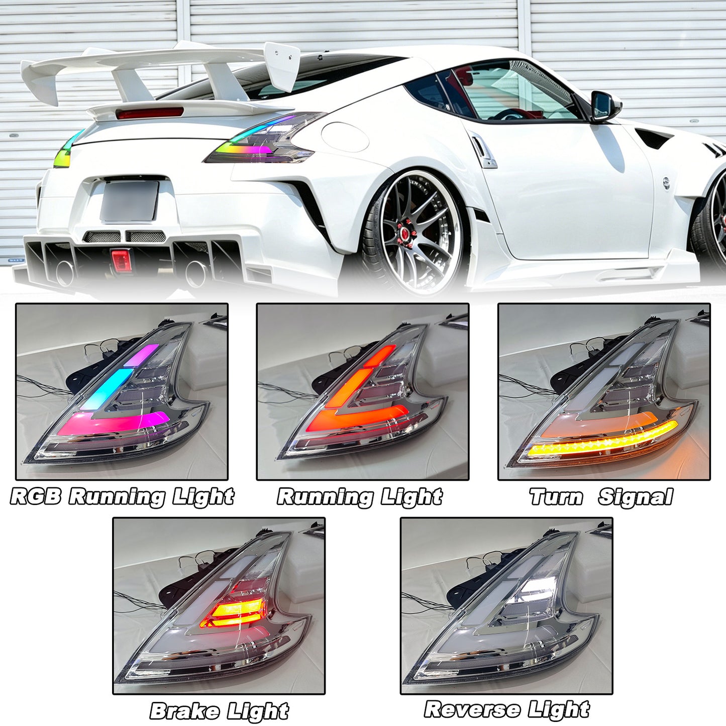 NTXGlow RGB CLEAR tail lights (2009 - 2021 Nissan 370z)