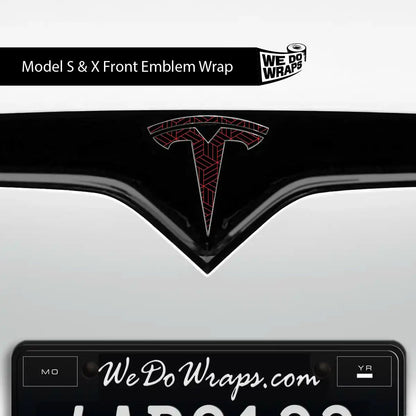 Isometric 3D Pattern Tesla Emblem Decals (Front + Back) | Model S