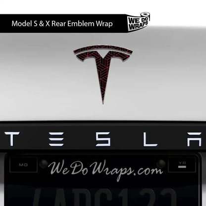 Isometric 3D Pattern Tesla Emblem Decals (Front + Back) | Model S