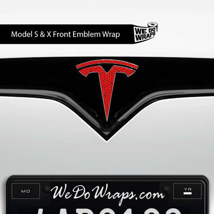 Isometric 3D Pattern Tesla Emblem Decals (Front + Back) | Model S
