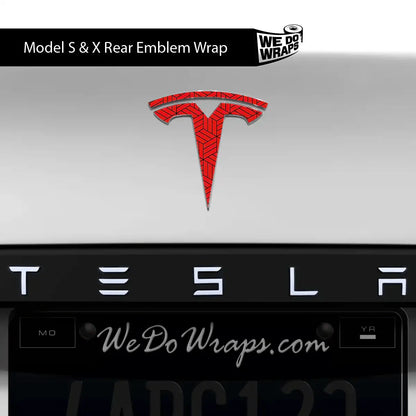 Isometric 3D Pattern Tesla Emblem Decals (Front + Back) | Model S