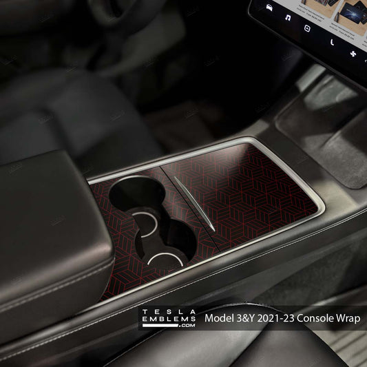 Isometric 3D Pattern | Tesla Center Console Wrap Kit | Model Y '21-25