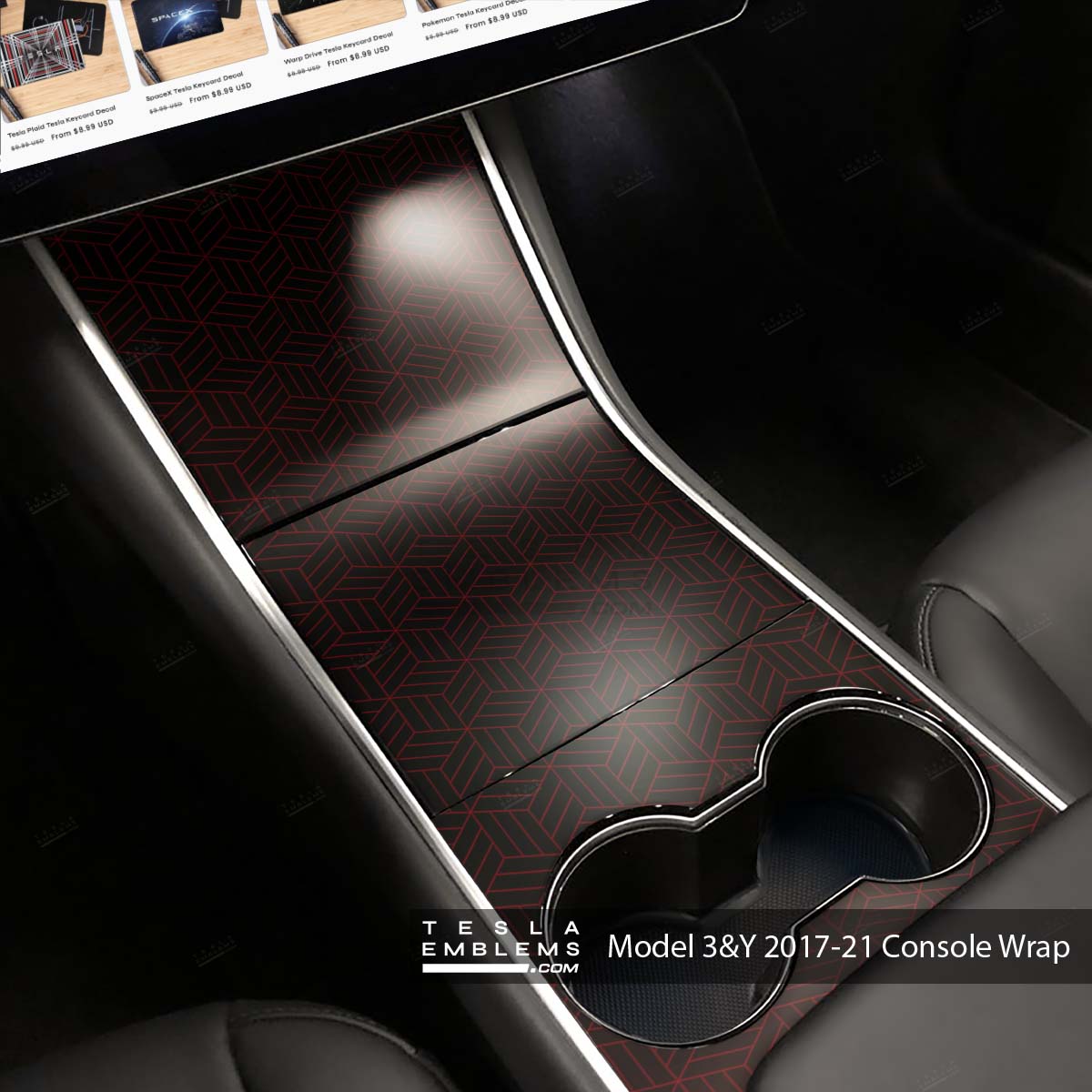 Isometric 3D Pattern | Tesla Center Console Wrap Kit | Model Y ’19-20