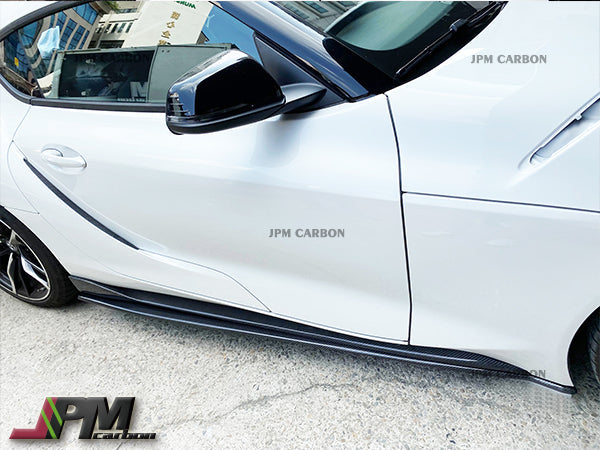 MX Style Carbon Fiber Side Skirt Expansion Lips For 2019-2026 Toyota GR Supra A90 A91