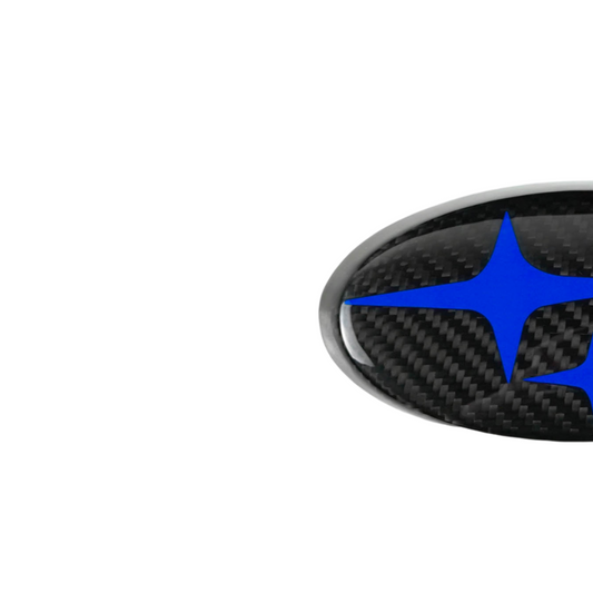 JDMuscle [22-25 WRX, 15-21 WRX/STI, 18-23 Crosstrek, 17-23 Impreza] Tanso Carbon Fiber Subaru Emblem Covers Front& Back, Red/White/Blue