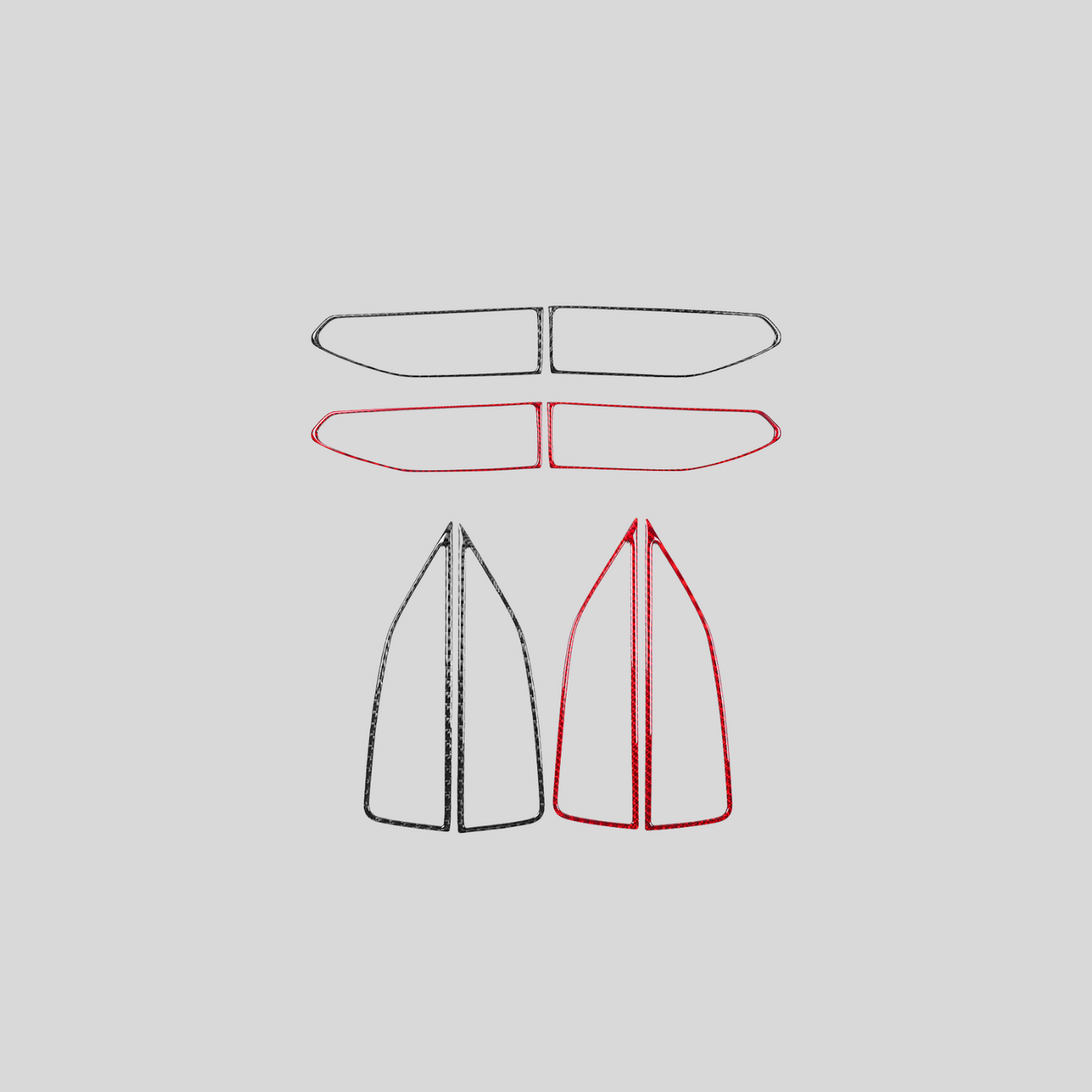 JDMuscle [22-25 WRX] P&S Series Carbon Fiber AC Trim Covers 4 PC | Black Carbon Fiber/ Red Carbon Fiber