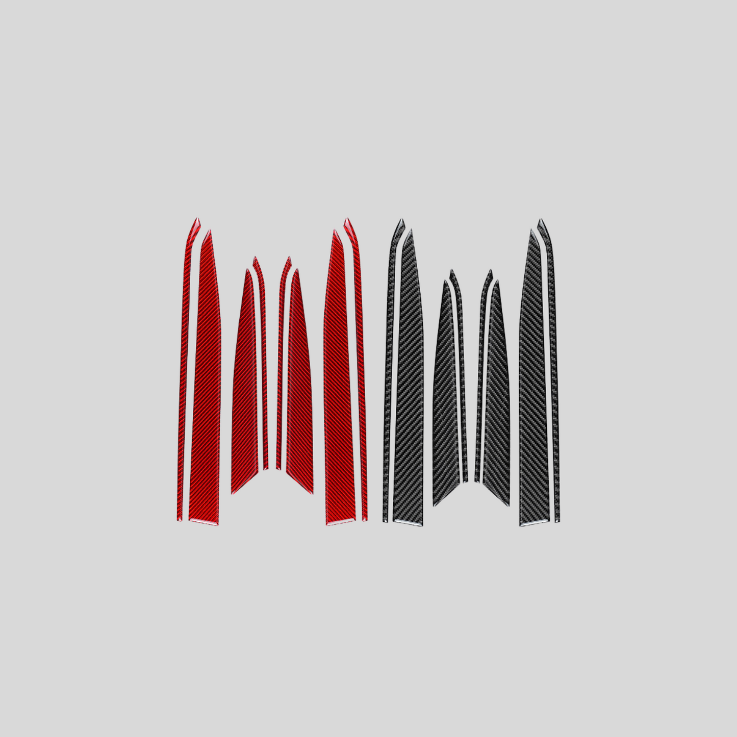 JDMuscle [22-25 WRX] P&S Series Carbon Fiber Interior Door Upper Panel Accent Covers 8 PC | Black Carbon Fiber/ Red Carbon Fiber