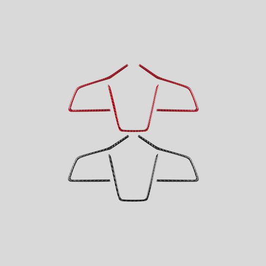 JDMuscle [22-25 WRX] P&S Series Carbon Fiber Steering Wheel Trim Covers 3 PC | Black Carbon Fiber/ Red Carbon Fiber