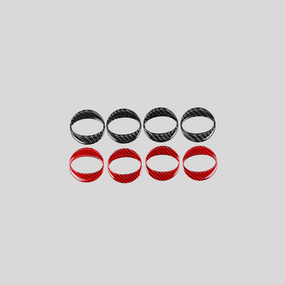 JDMuscle [22-25 WRX] P&S Series Carbon Fiber Wheel Center Cap Covers 4 PC | Black Carbon Fiber/ Red Carbon Fiber