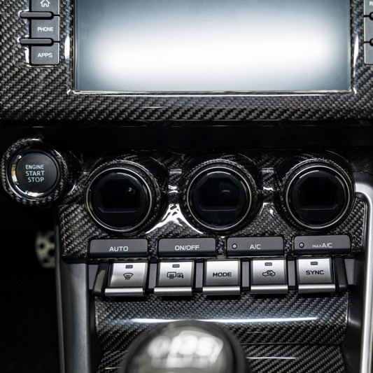 JDMuscle 22+ BRZ/GR86 Tanso Dry Carbon Fiber Center Control Panel Trim Cover w/ Gloss Finish