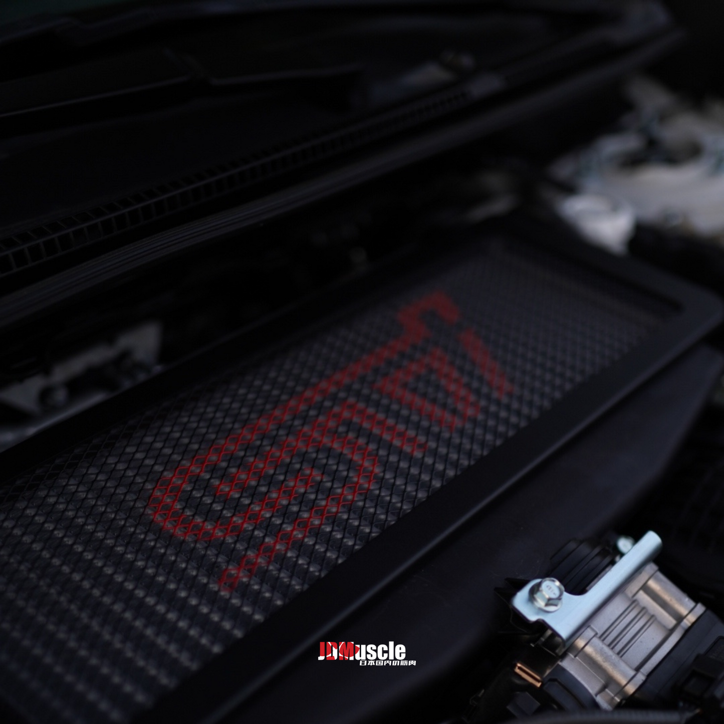 JDMuscle [22-25 WRX] Top Mount Intercooler Mesh Guard with WRX/STI Logo-Red/White