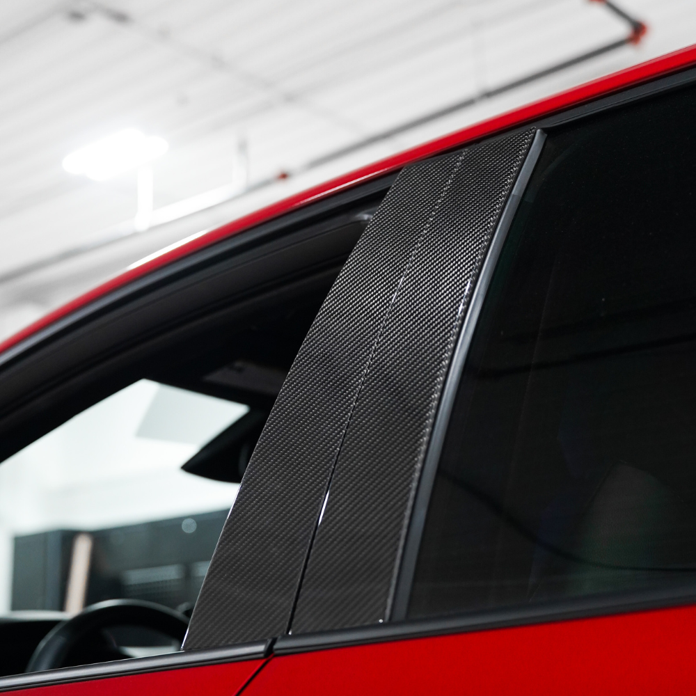 JDMuscle [23-24 Toyota GR Corolla] Carbon Fiber Exterior B-Pillar Covers (4PC)