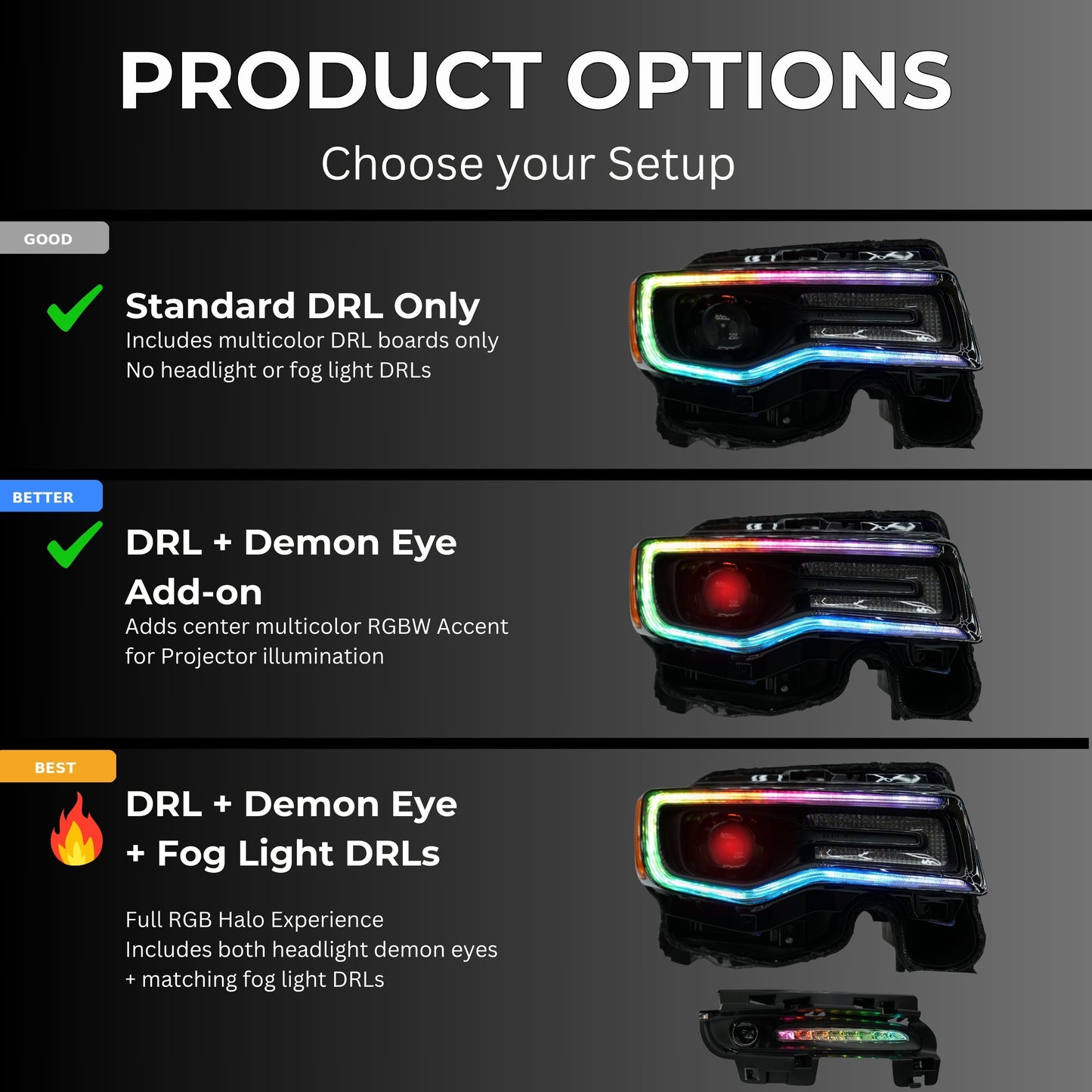 Jeep Grand Cherokee Multicolor DRL Boards (2014-2021)