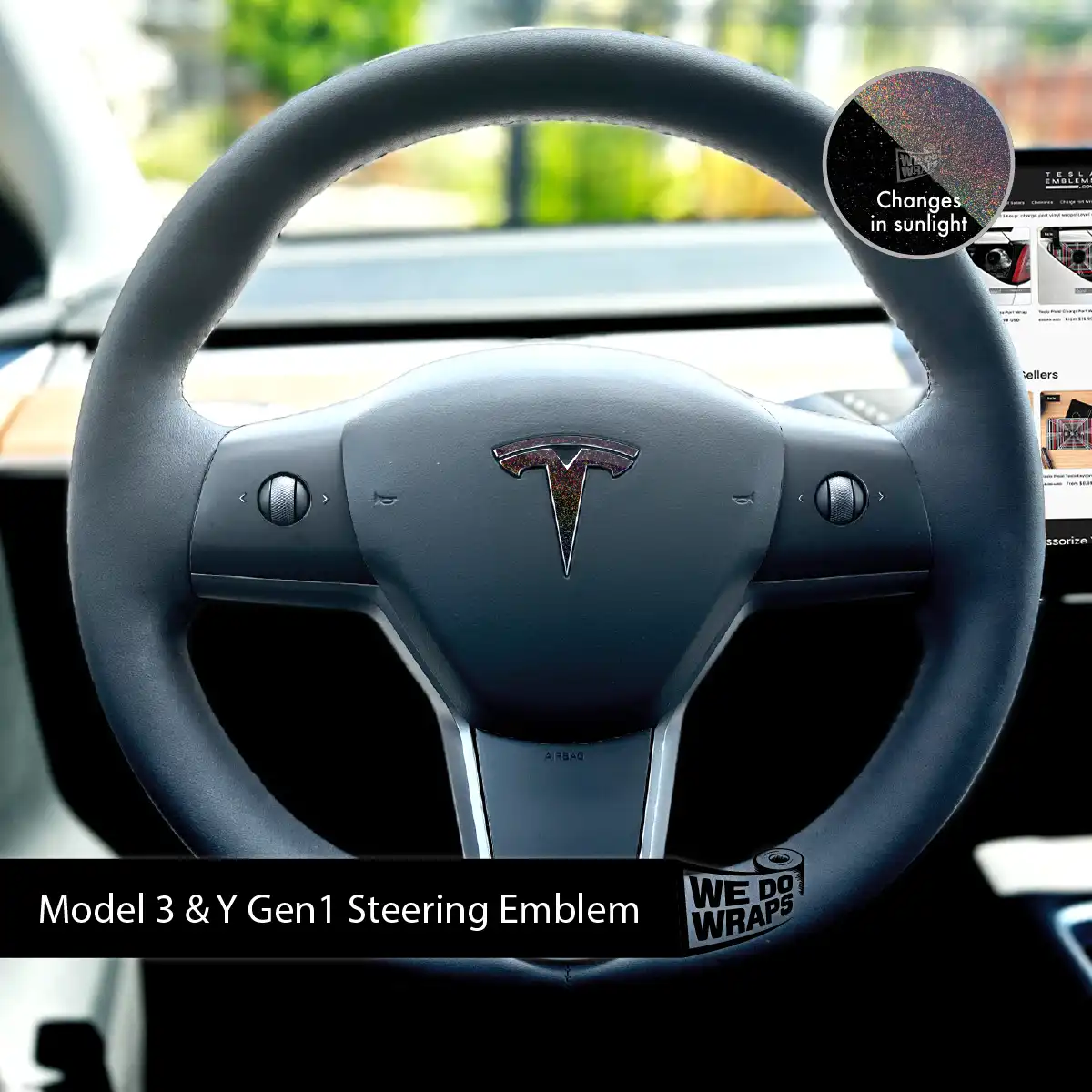 KPMF Morpheus Black Tesla Steering Wheel Wrap | MY 2019-'25
