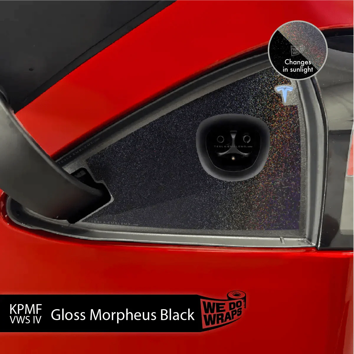 KPMF Gloss Morpheus Black Tesla Charge Port Wrap | Model S