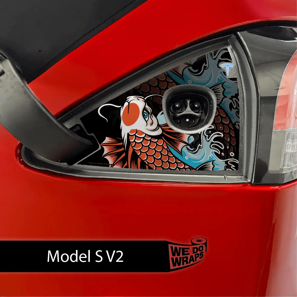 Koi Tattoo Art Tesla Charge Port Wrap | Model S