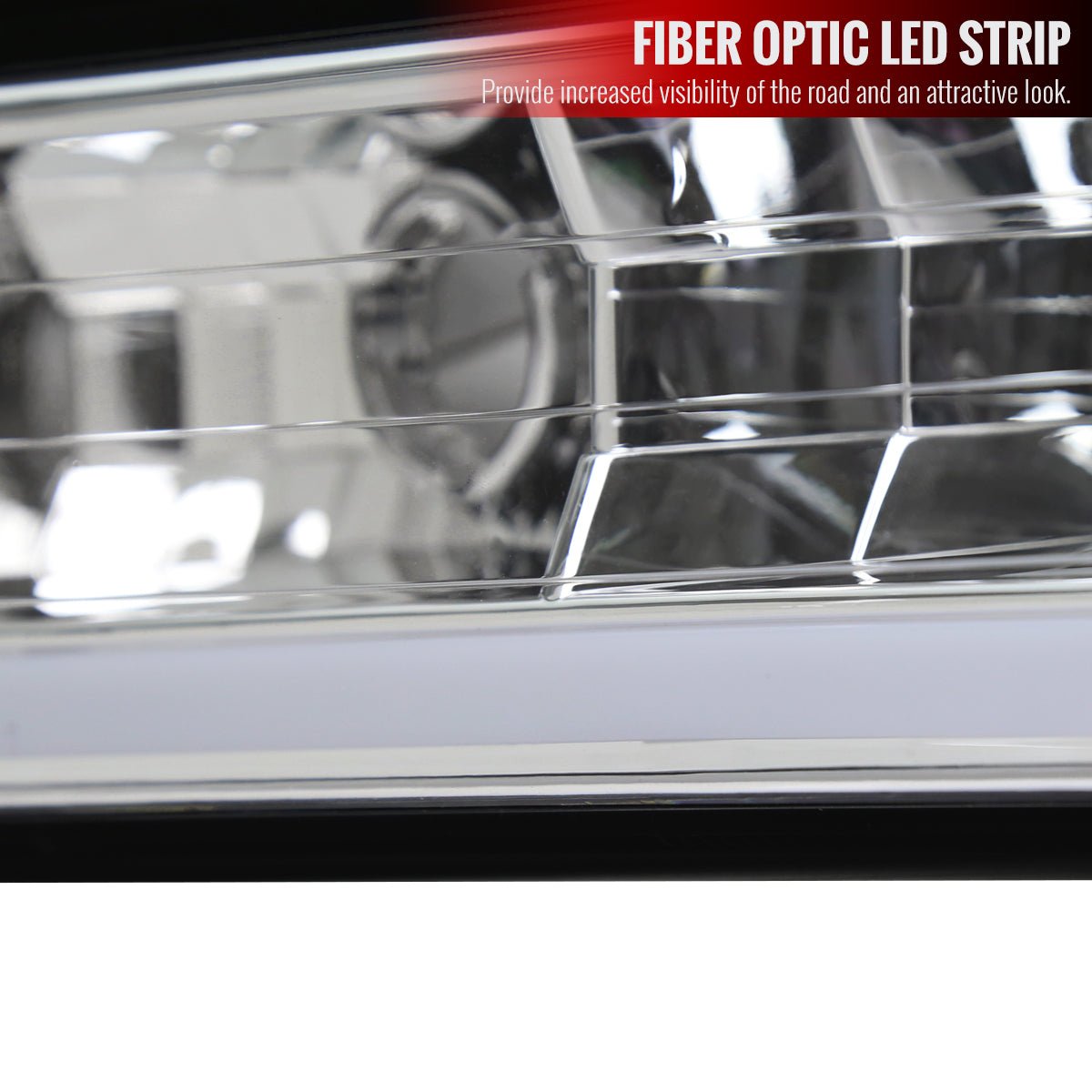 1988-1998 Chevrolet C10 GMC C/K LED Strip Bumper Corner Signal Lights (Chrome Housing/Clear Lens)