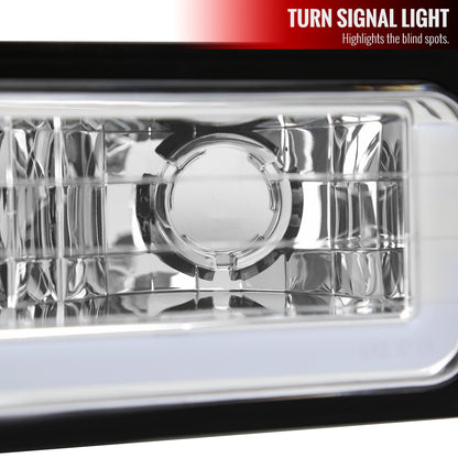 1988-1998 Chevrolet C10 GMC C/K LED Strip Bumper Corner Signal Lights (Chrome Housing/Clear Lens)