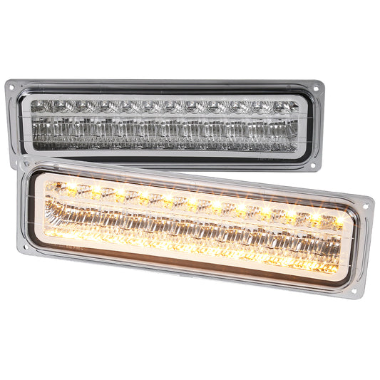 1988-1998 Chevrolet C/K Blazer/Tahoe/Silverado GMC Sierra/Yukon LED Bumper Lights (Chrome Housing/Clear Lens)