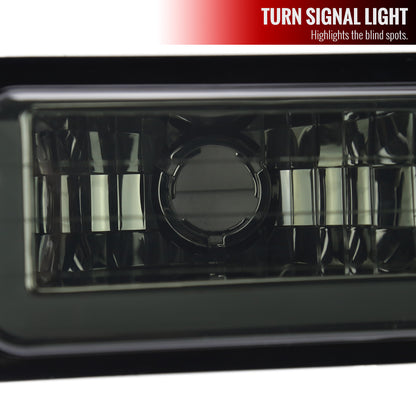 1988-1998 Chevrolet C10 GMC C/K LED Strip Bumper Corner Signal Lights (Chrome Housing/Smoked Lens)