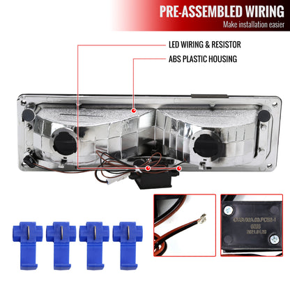 1988-1998 Chevrolet C10 GMC C/K LED Strip Bumper Corner Signal Lights (Chrome Housing/Smoked Lens)