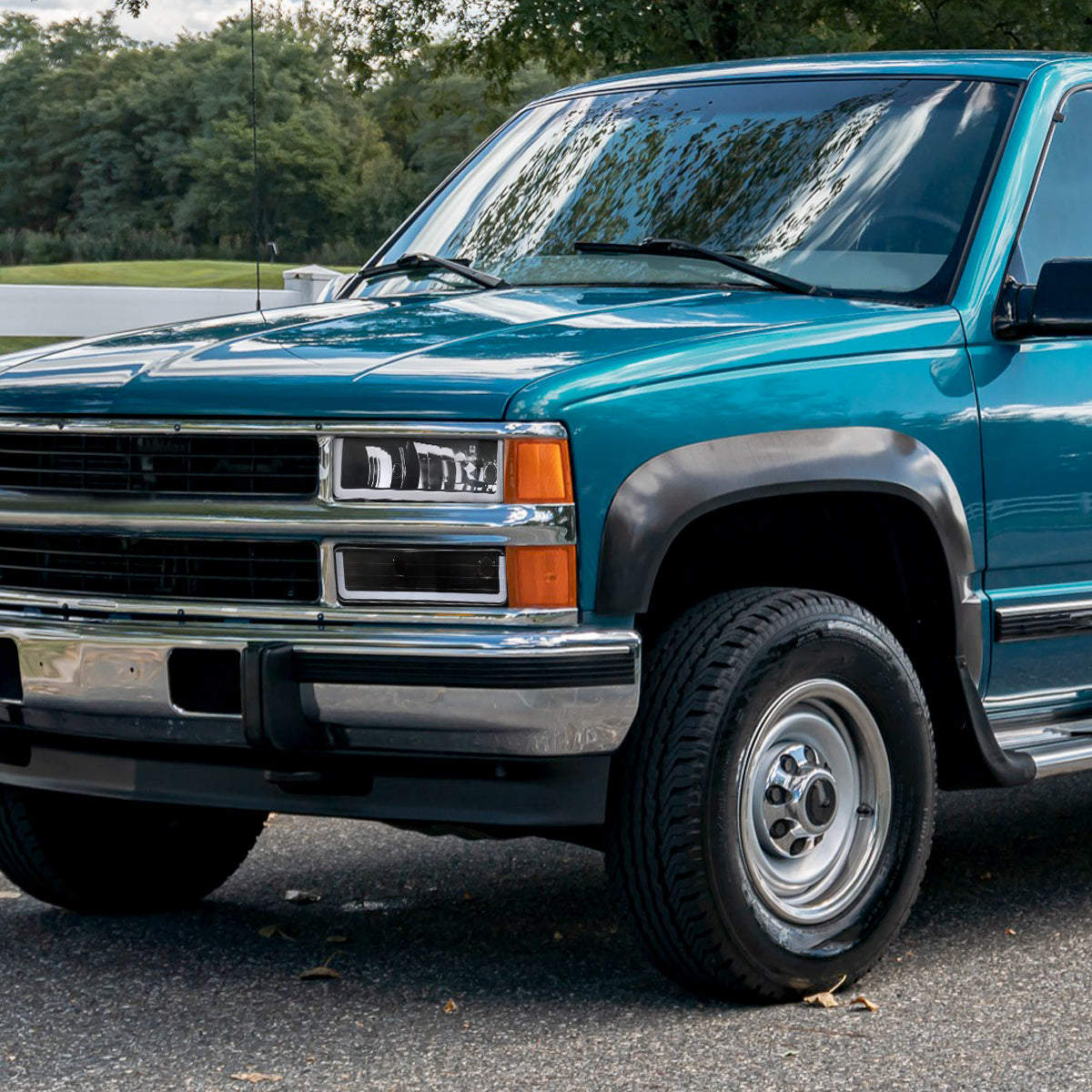 1988-1998 Chevrolet C10 GMC C/K LED Strip Bumper Corner Signal Lights (Matte Black Housing/Clear Lens)