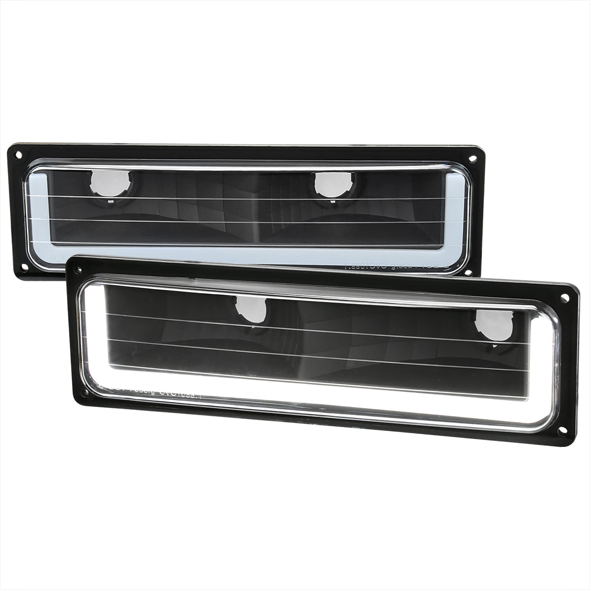 1988-1998 Chevrolet C10 GMC C/K LED Strip Bumper Corner Signal Lights (Matte Black Housing/Clear Lens)