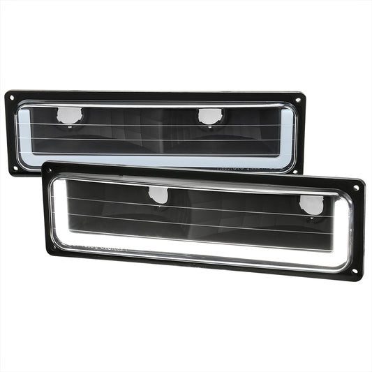1988-1998 Chevrolet C10 GMC C/K LED Strip Bumper Corner Signal Lights (Matte Black Housing/Clear Lens)