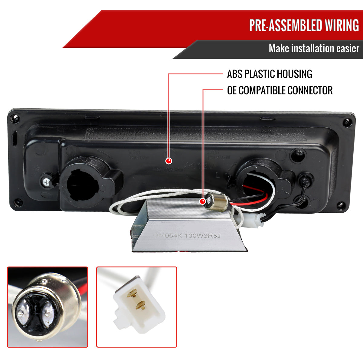 1988-1999 Chevrolet C/K Blazer/Tahoe/Silverado GMC Sierra/Yukon LED Bumper Lights (Matte Black Housing/Clear Lens)