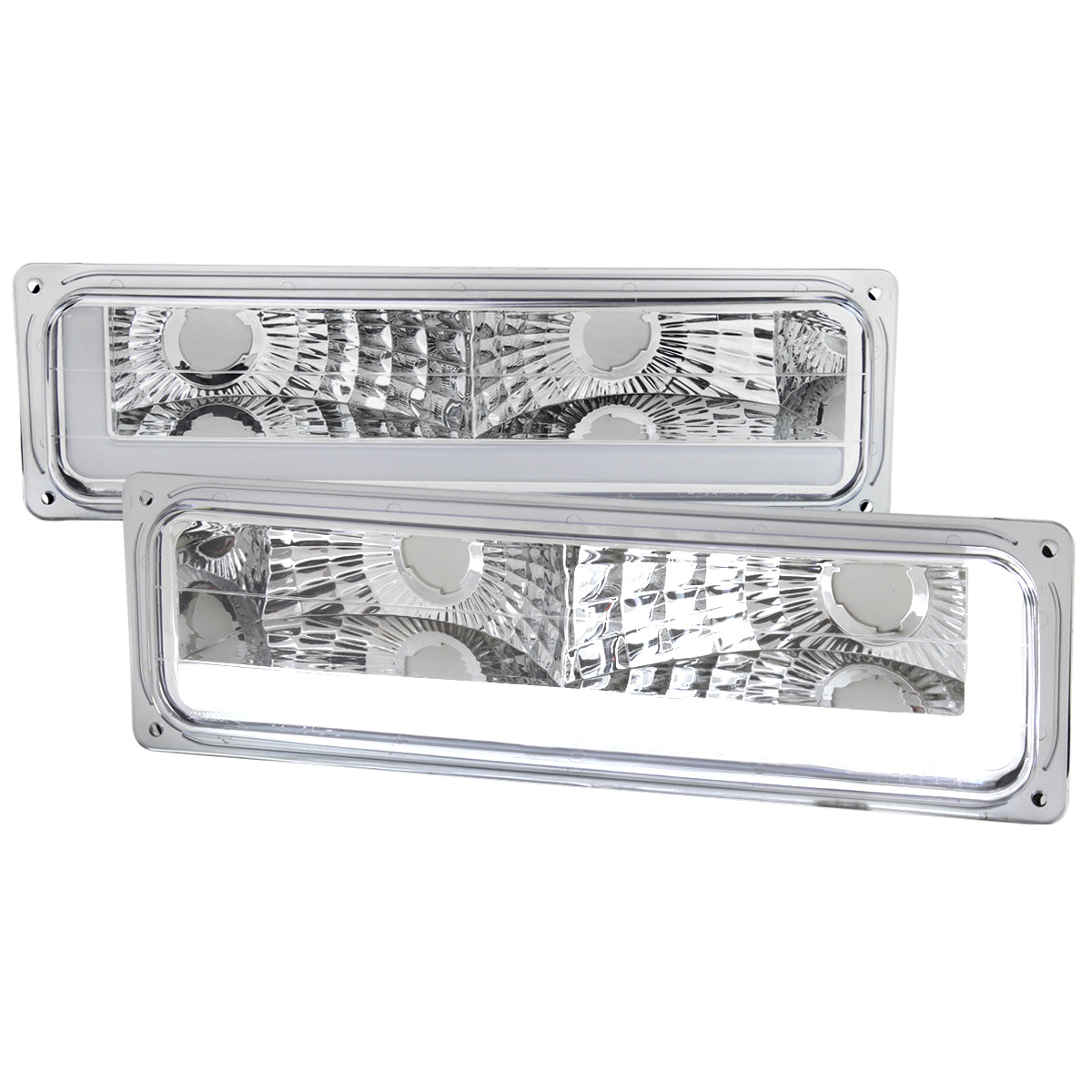 1988-1998 Chevrolet/GMC C10 C/K LED Strip Bumper Corner Signal Lights (Chrome Housing/Clear Lens)