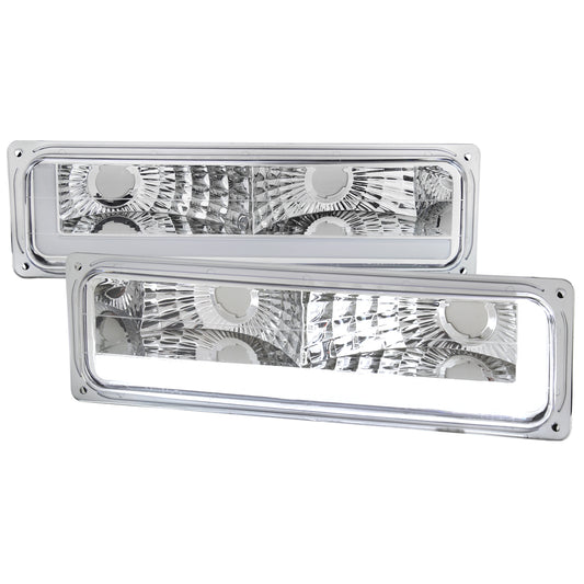 1988-1998 Chevrolet/GMC C10 C/K LED Strip Bumper Corner Signal Lights (Chrome Housing/Clear Lens)