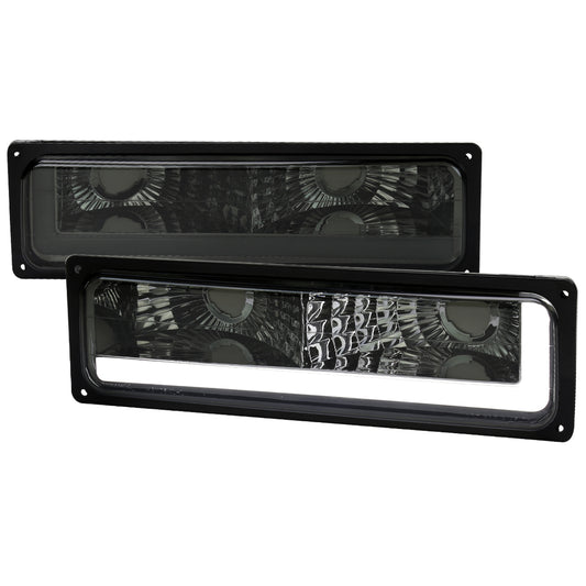 1988-1998 Chevrolet/GMC C10 C/K LED Strip Bumper Corner Signal Lights (Chrome Housing/Smoked Lens)