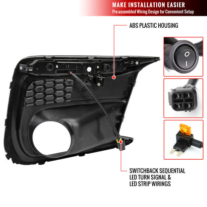 2018-2021 Subaru Impreza WRX STI LED Sequential Switchback Signal Fog Light Bezels (Glossy Black Housing/Clear Lens)