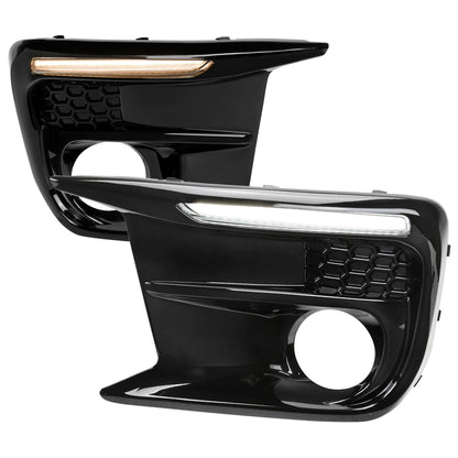 2018-2021 Subaru Impreza WRX STI LED Sequential Switchback Signal Fog Light Bezels (Glossy Black Housing/Clear Lens)