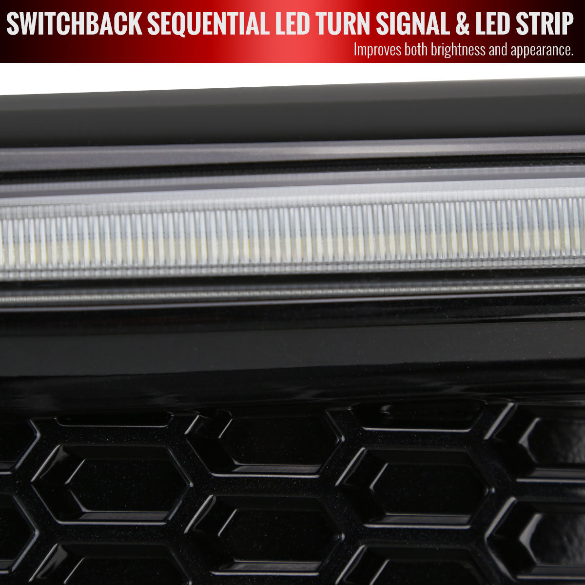 2018-2021 Subaru Impreza WRX STI LED Sequential Switchback Signal Fog Light Mesh Bezels (Glossy Black Housing/Clear Lens)