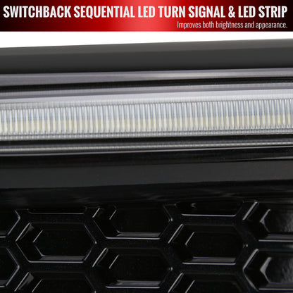 2018-2021 Subaru Impreza WRX STI LED Sequential Switchback Signal Fog Light Mesh Bezels (Glossy Black Housing/Clear Lens)