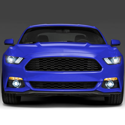 2015-2017 Ford Mustang Front Grille LED Driving Lights - 6PC (Black Housing/Smoked Lens)