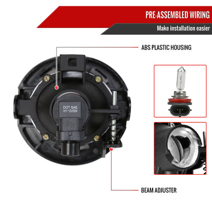 2011-2019 Chrysler 200/300 Dodge Challenger Jeep Grand Cherokee H11 Fog Lights (Chrome Housing/Clear Lens)