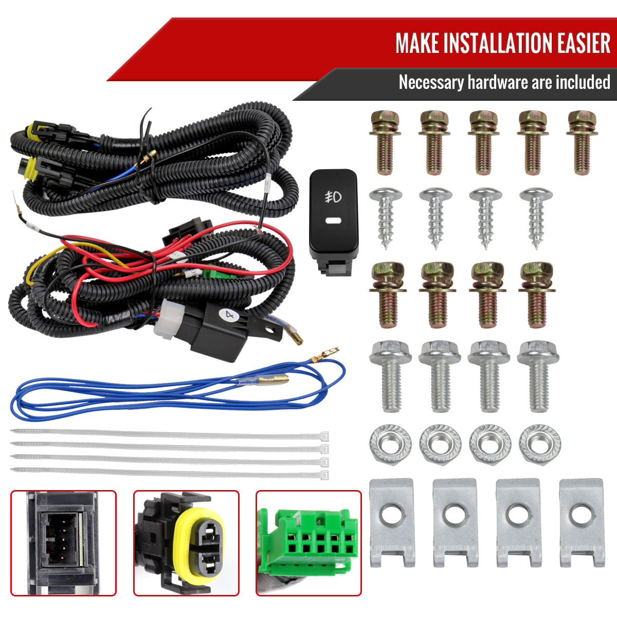 2003-2005 Honda Accord Coupe H11 Fog Lights Kit (Chrome Housing/Clear Lens)