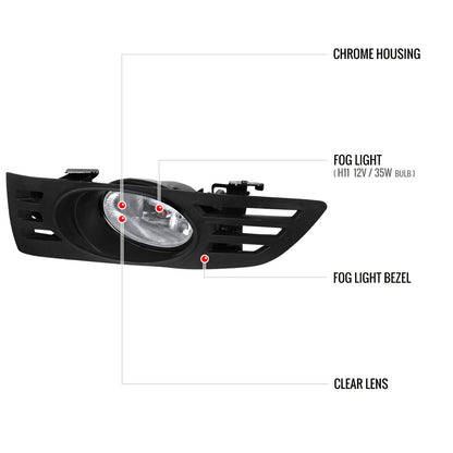 2003-2005 Honda Accord Coupe H11 Fog Lights Kit (Chrome Housing/Clear Lens)