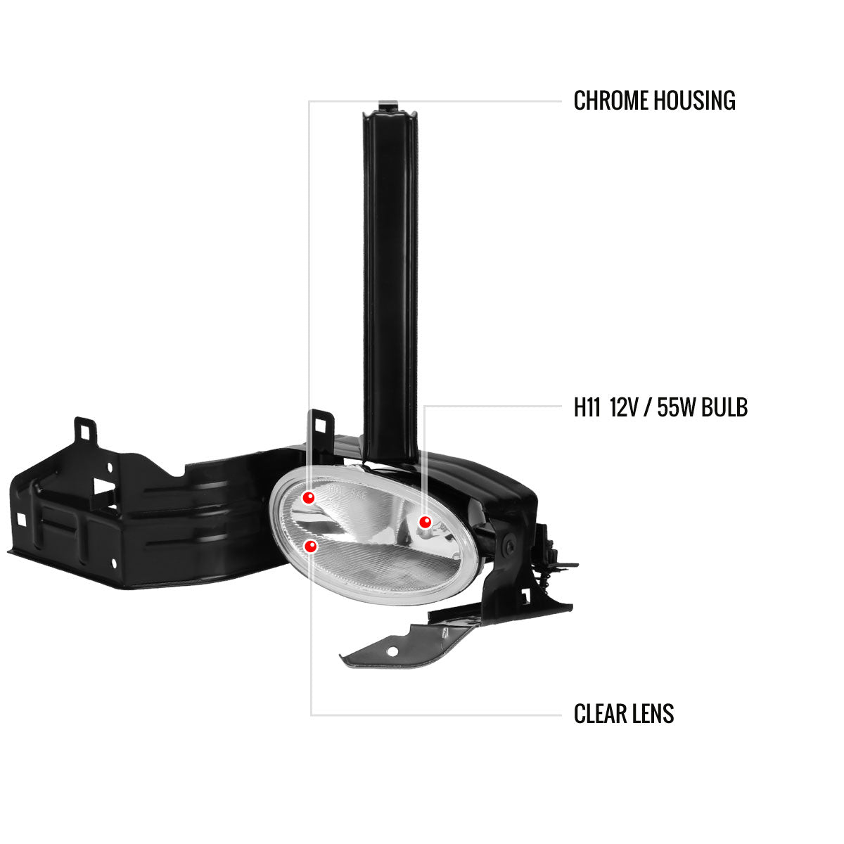2008-2010 Honda Accord 2DR Coupe H11 Fog Lights Kit (Chrome Housing/Clear Lens)