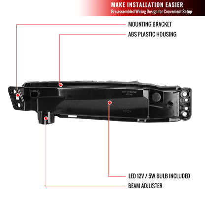 2018-2020 Honda Accord LED Fog Lights Kit w/ Switch & Wiring Harness (Chrome Housing/Clear Lens)