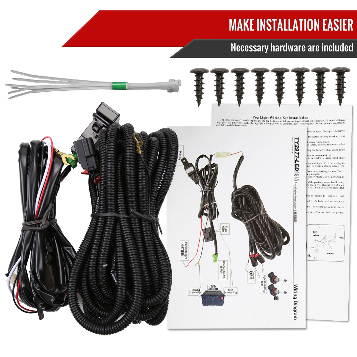 2021-2022 Honda Accord Sedan LED Fog Lights Kit (Glossy Black Housing/Clear Lens)