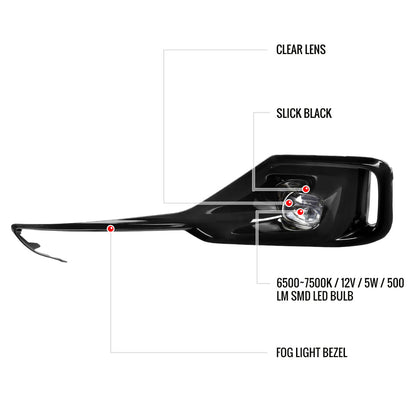 2021-2022 Honda Accord Sedan LED Fog Lights Kit (Glossy Black Housing/Clear Lens)